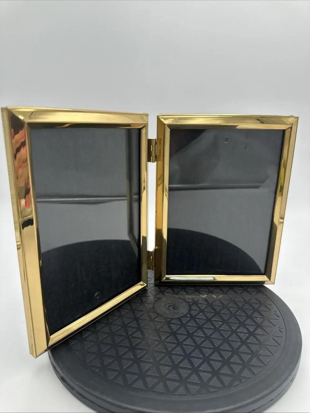 Vintage Brass Bifold Picture Frame 5x7 Hinged Self Standing Frame
